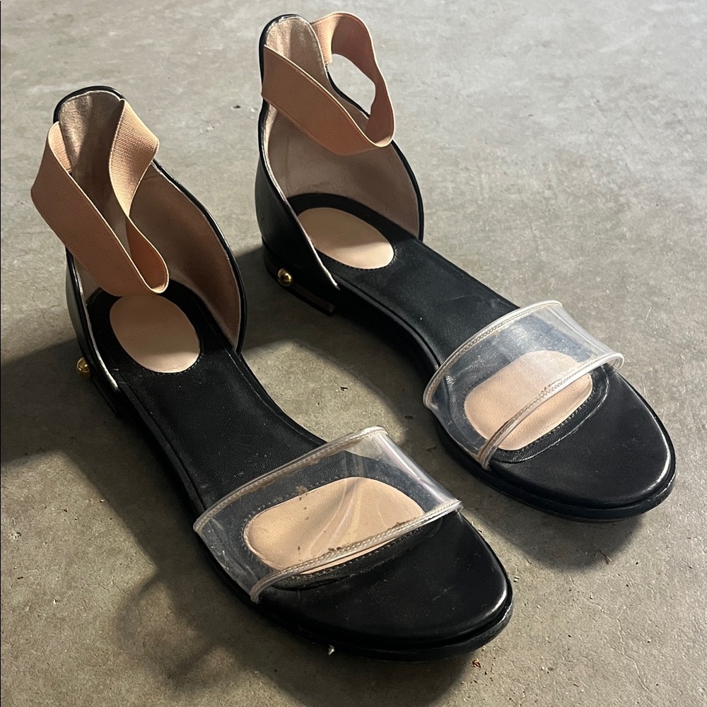 GIVENCHY Elegant Black Sandals with Clear Straps
